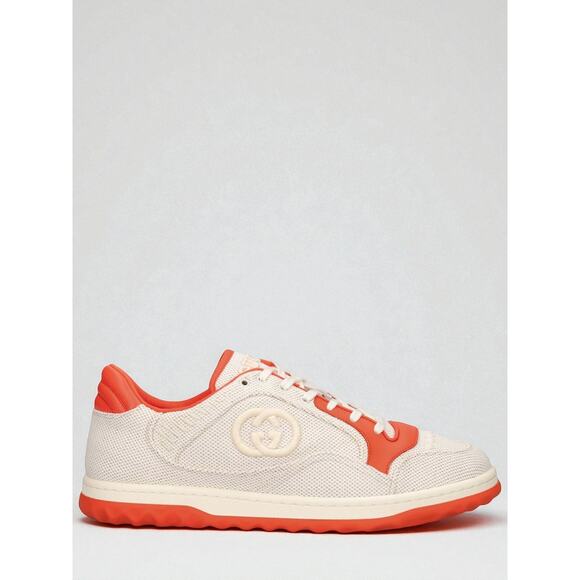 NIB Gucci MAC80 Sneakers Cream Orange Canvas Low Top UK8.5 US9 Authentic